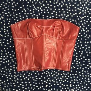 Edikted | Moss Faux Leather Lace Up Corset | Burgundy | Medium